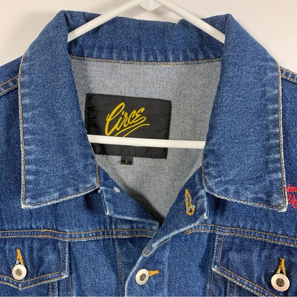 Vintage 90s Y2K Denim Jacket Riviera Hotel Las Vegas Men L Trucker Jean Blue EUC - Picture 5 of 15